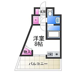 ライフデザイン新金岡B棟 7階ワンルームの間取り