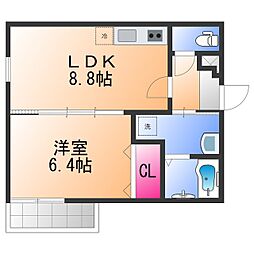 クルゼイロ旭町 1LDKの間取図画像