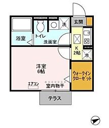 セピアコート 1階1Kの間取り