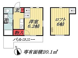 chalet東船橋 1SKの間取図画像