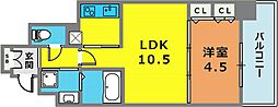 アドバンス三宮ウィングロード 1LDKの間取図画像