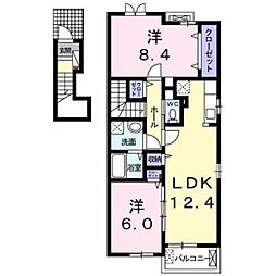 サンライズ　トキワ 2階2LDKの間取り