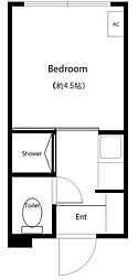 コーポイソベ 1Kの間取図画像