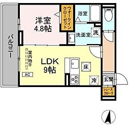 DPaina中丸子 1LDKの間取図画像