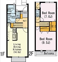 ヴィルヌーブ 南棟 1階2LDKの間取り