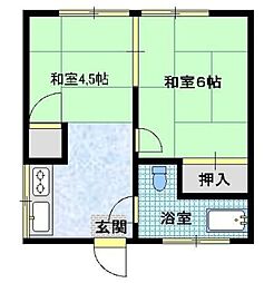 桜ヶ丘ハイツ 1階2Kの間取り