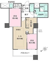 ザ・パークハウス西新宿タワー60 45階2LDKの間取り