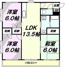 メゾンさつきの 3LDKの間取図画像