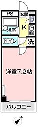 ロイヤルMI 2階1Kの間取り
