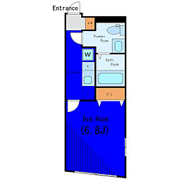 JR横須賀線 西大井駅 徒歩5分の賃貸マンション 2階1Kの間取り