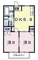 サンライズハイツ 2DKの間取図画像