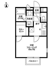 アムール南街 1Kの間取図画像