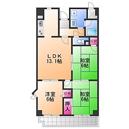 シャトークレール 2階3LDKの間取り
