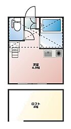 アーヴェル浅間台 2階ワンルームの間取り