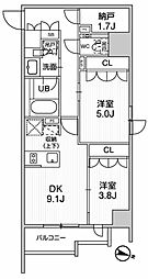SEASONFLATS新大塚 2DKの間取図画像