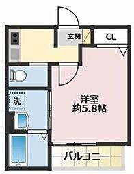 クロシェット大和 1Kの間取図画像