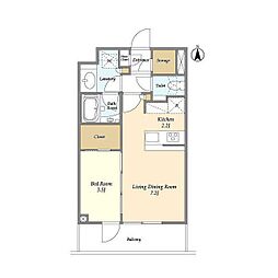 ラティエラ大森西 2階1LDKの間取り