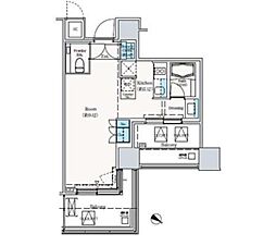 ザ六本木東京クラブレジデンス 1Kの間取図画像