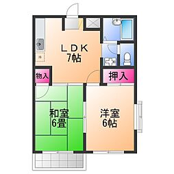 リバティー北花田 2LDKの間取図画像
