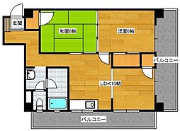 エステート上津A 2LDKの間取図画像