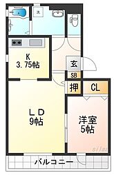 JR東海道・山陽本線 尼崎駅 徒歩16分の賃貸アパート 2階1LDKの間取り