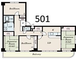 コスモリード八王子 5階4LDKの間取り