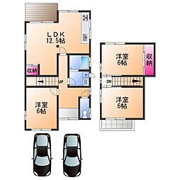 男里戸建て 3LDKの間取り