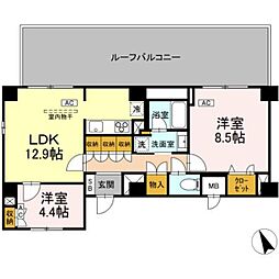 サンジョイアゼロ 5階2LDKの間取り