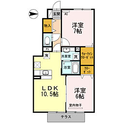 JR紀勢本線 黒江駅 徒歩24分の賃貸アパート 1階2LDKの間取り
