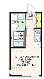 トレフェリクス東十条 1Kの間取図画像