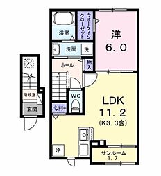 ヴィラソフィア 1LDKの間取図画像