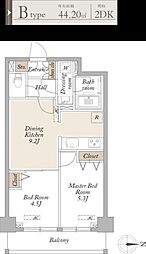 ＫＤＸレジデンス梅島 4階2DKの間取り