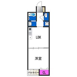 産双長居コーポ 1LDKの間取図画像