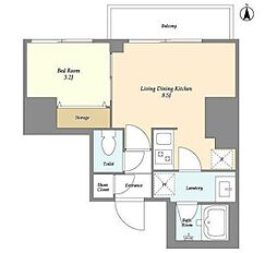 クラリティア西日暮里 6階1LDKの間取り