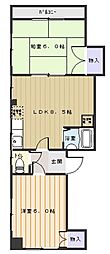 コゼットマンション 2DKの間取図画像