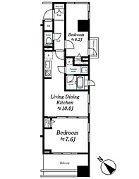 エルエー・プライル新横浜 2LDKの間取図画像
