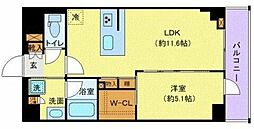 東武伊勢崎線 竹ノ塚駅 徒歩10分の賃貸マンション 4階1LDKの間取り