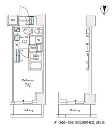 ラティエラ練馬 9階1Kの間取り