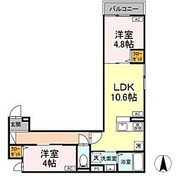 セレスティア栗原 3階2LDKの間取り