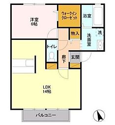 メゾンアベニュー 2階1LDKの間取り