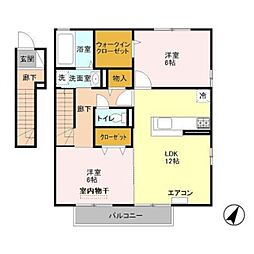 サンモール北入曽B 2LDKの間取図画像