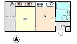 池袋マンション 2階1DKの間取り