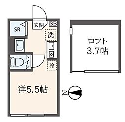 ＣＯＲＥ ＳＴＹＬＥ板橋 2階ワンルームの間取り