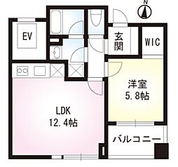 Park AYASE 7階1LDKの間取り