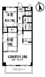 フローラ浦和 2LDKの間取図画像
