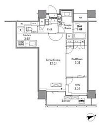 レジディアタワー目黒不動前 27階1SLDKの間取り
