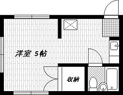 ホワイトヒルズ ワンルームの間取図画像