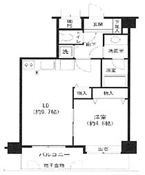 浅草スカイレジテル 9階1LDKの間取り