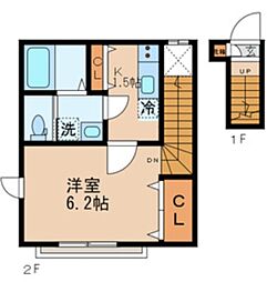 プランドル 2階1Kの間取り