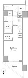 Bcityapartment中野east ワンルームの間取図画像